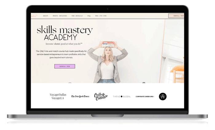 A screenshot of the Skills Mastery Academy home page, a great resource for starting a digital freelance career